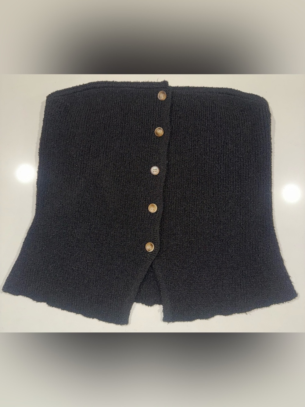 Off-the-Shoulder Black Button-Front Sweater Top